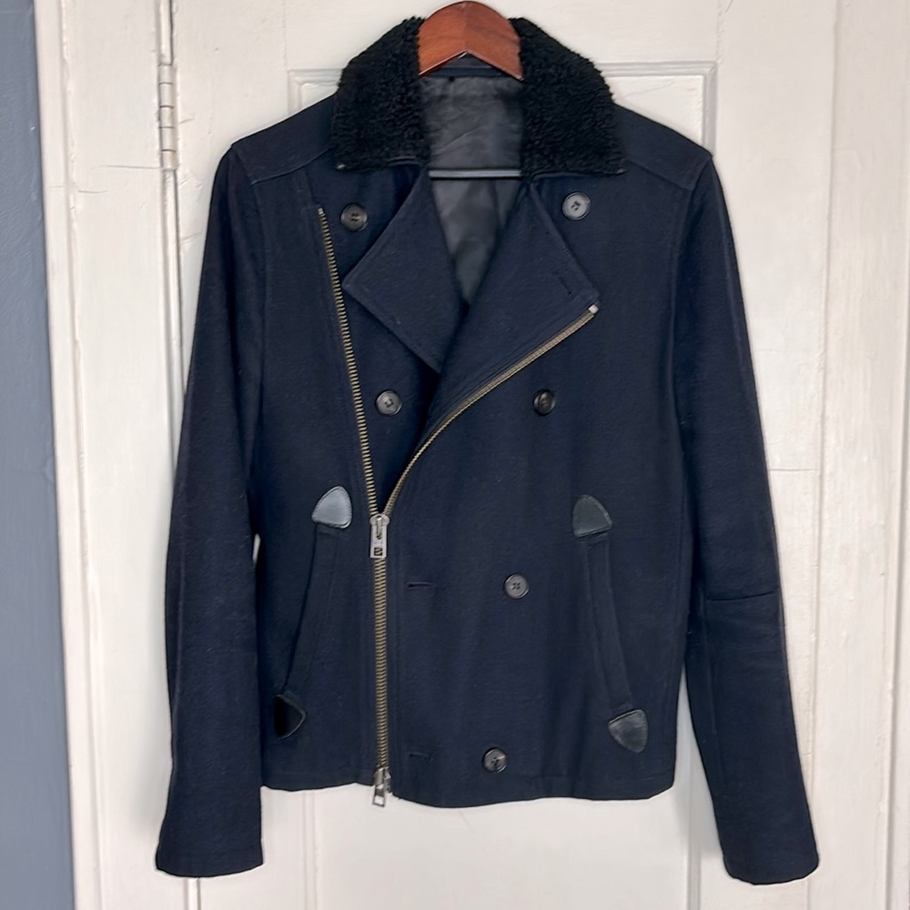 All Saints Asymmetrical Zip Wool Bomber Jacket